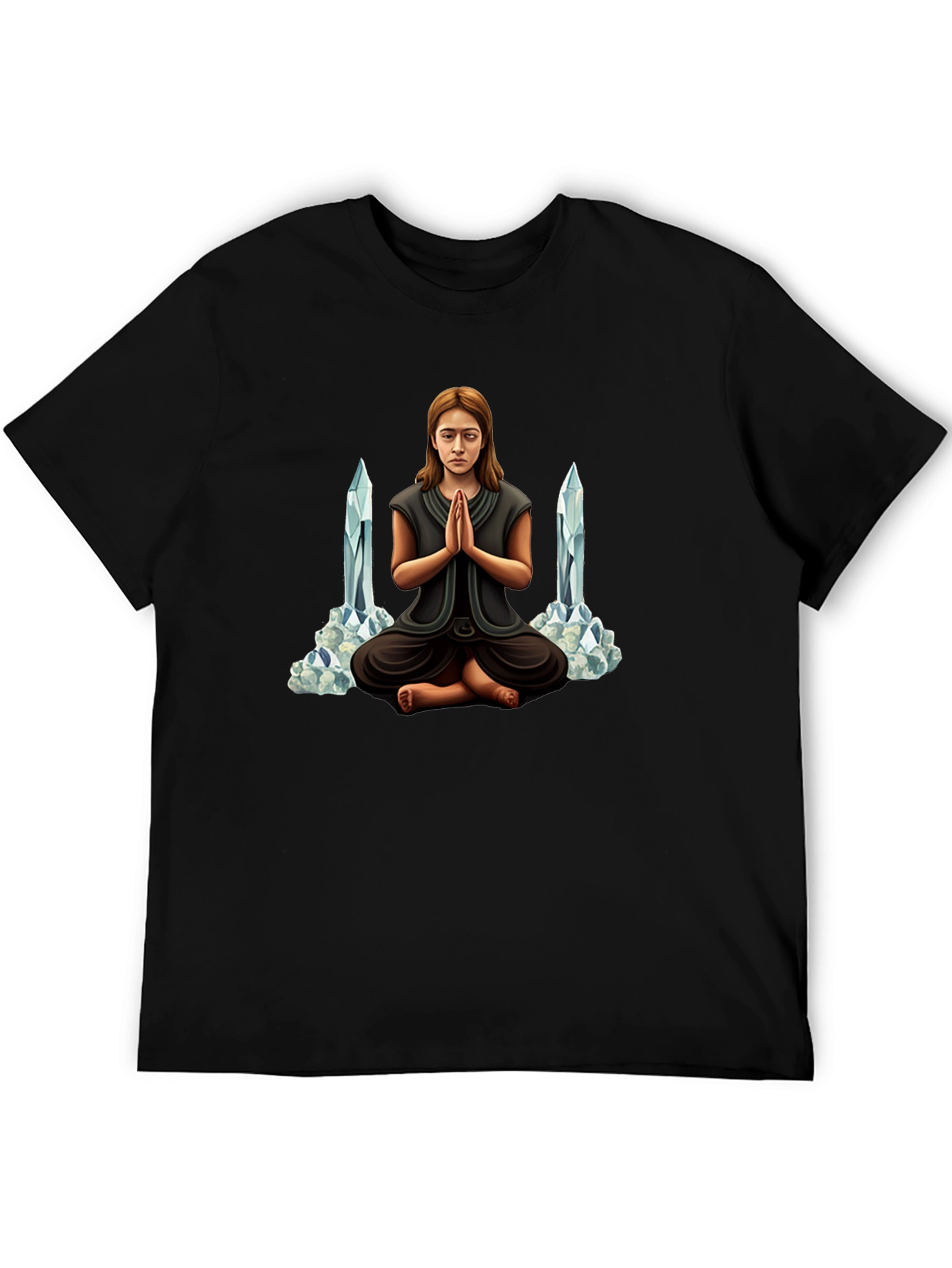Meditating Woman with Crystals Graphic Tee