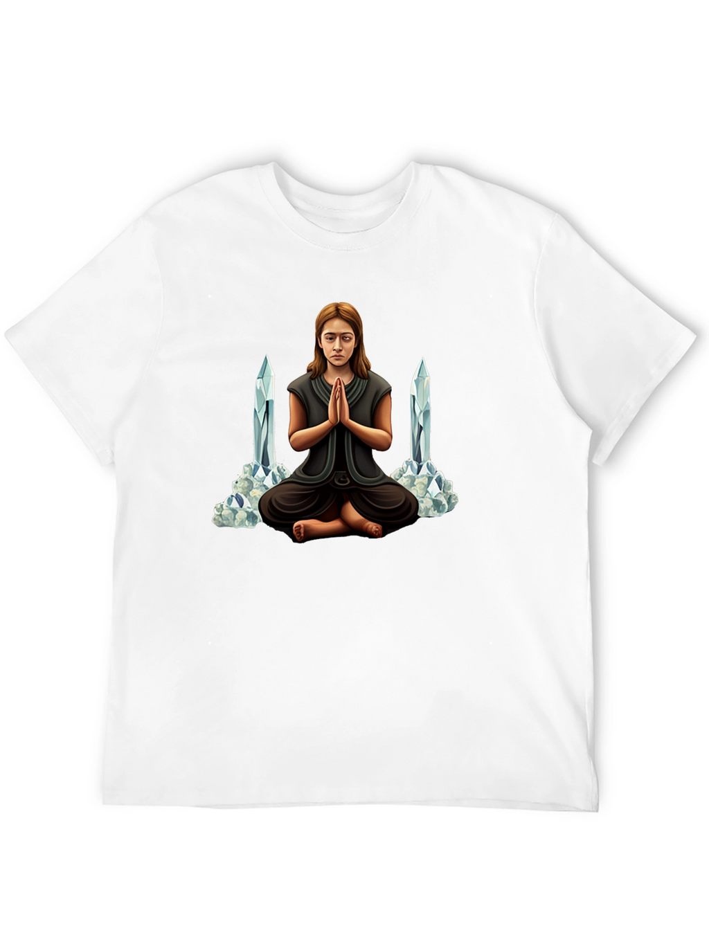 Meditating Woman with Crystals Graphic Tee