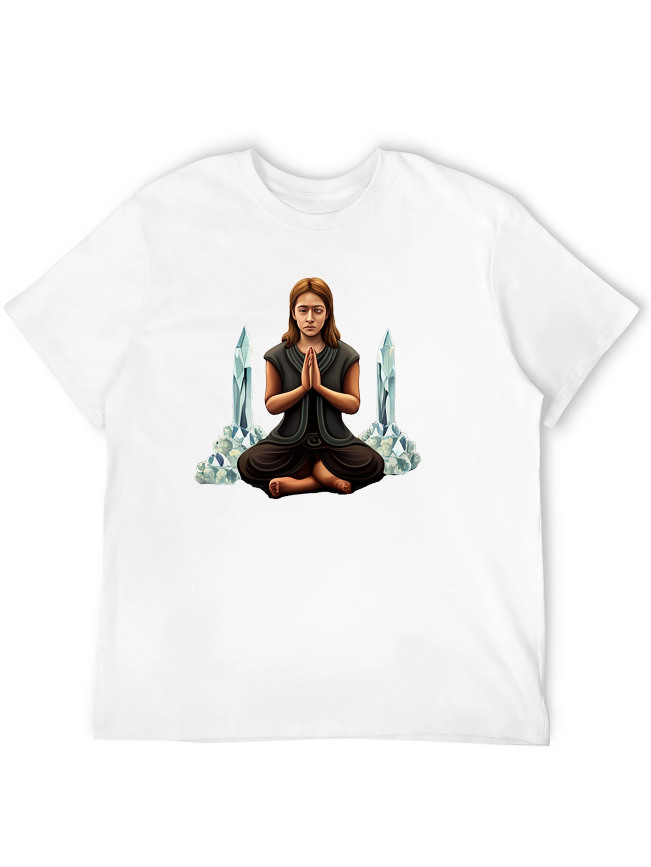 Meditating Woman with Crystals Graphic Tee
