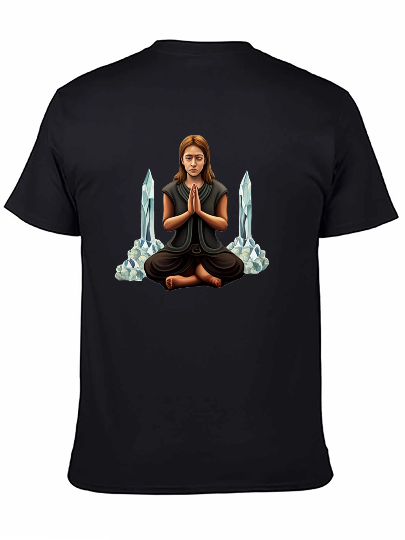 Meditating Woman with Crystals Graphic Tee