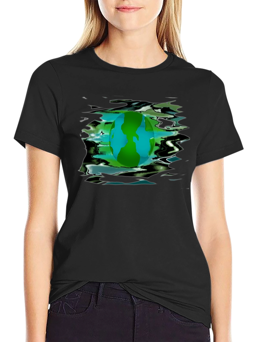 Earth Day Graphic Tee - Black Crew Neck T-Shirt