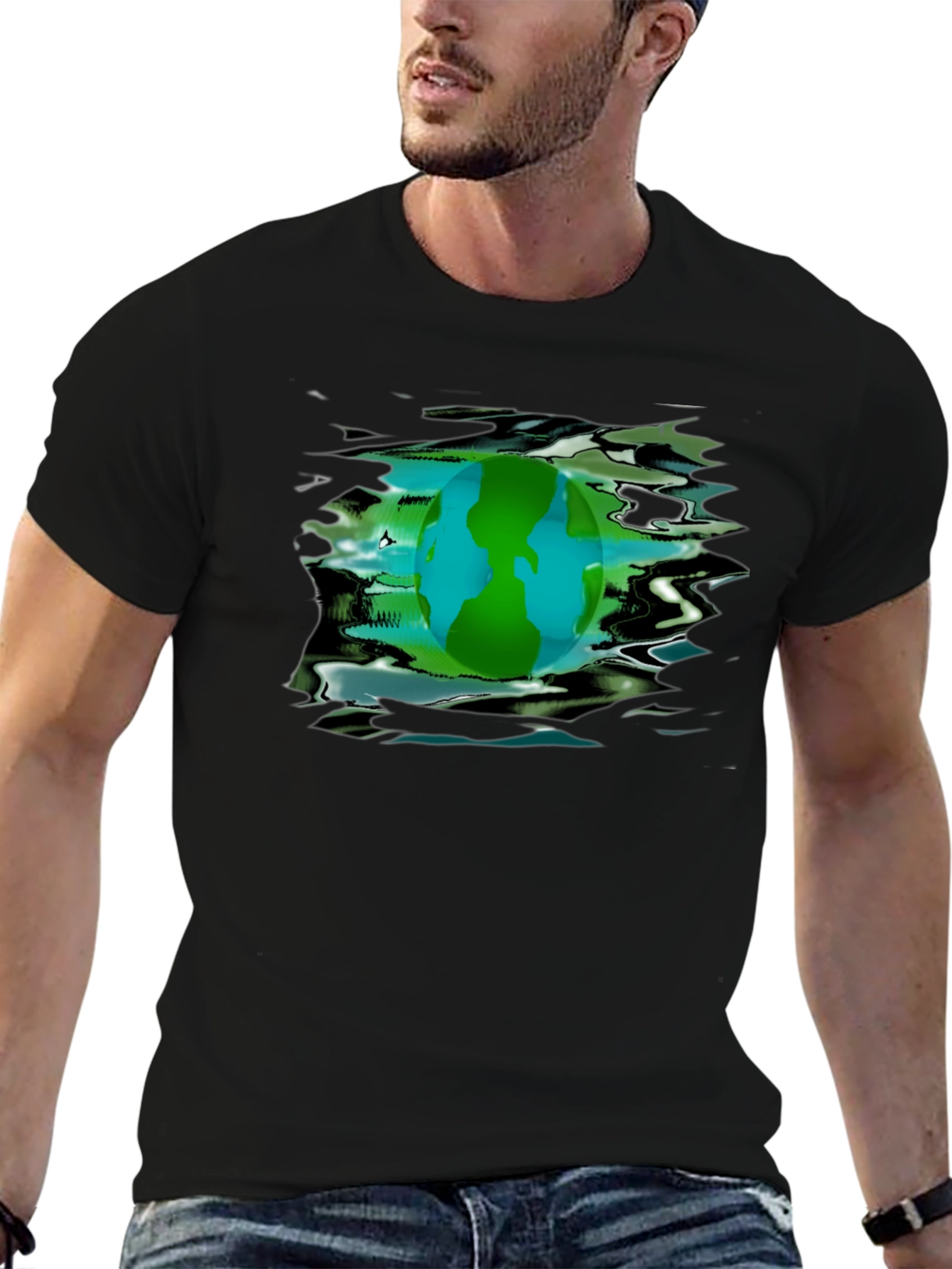 Earth Day Graphic Tee - Black Crew Neck T-Shirt