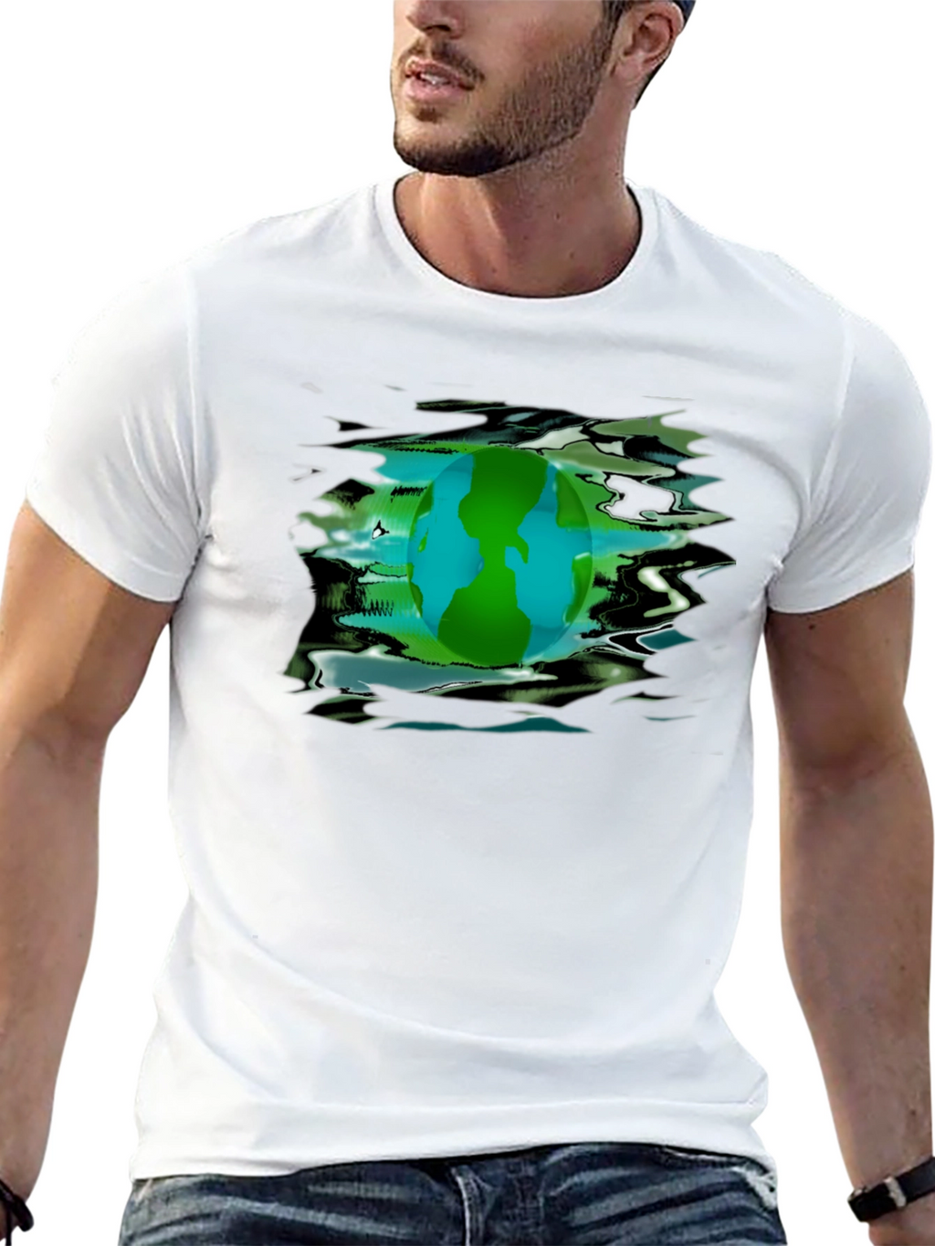 Earth Day Graphic Tee - Black Crew Neck T-Shirt