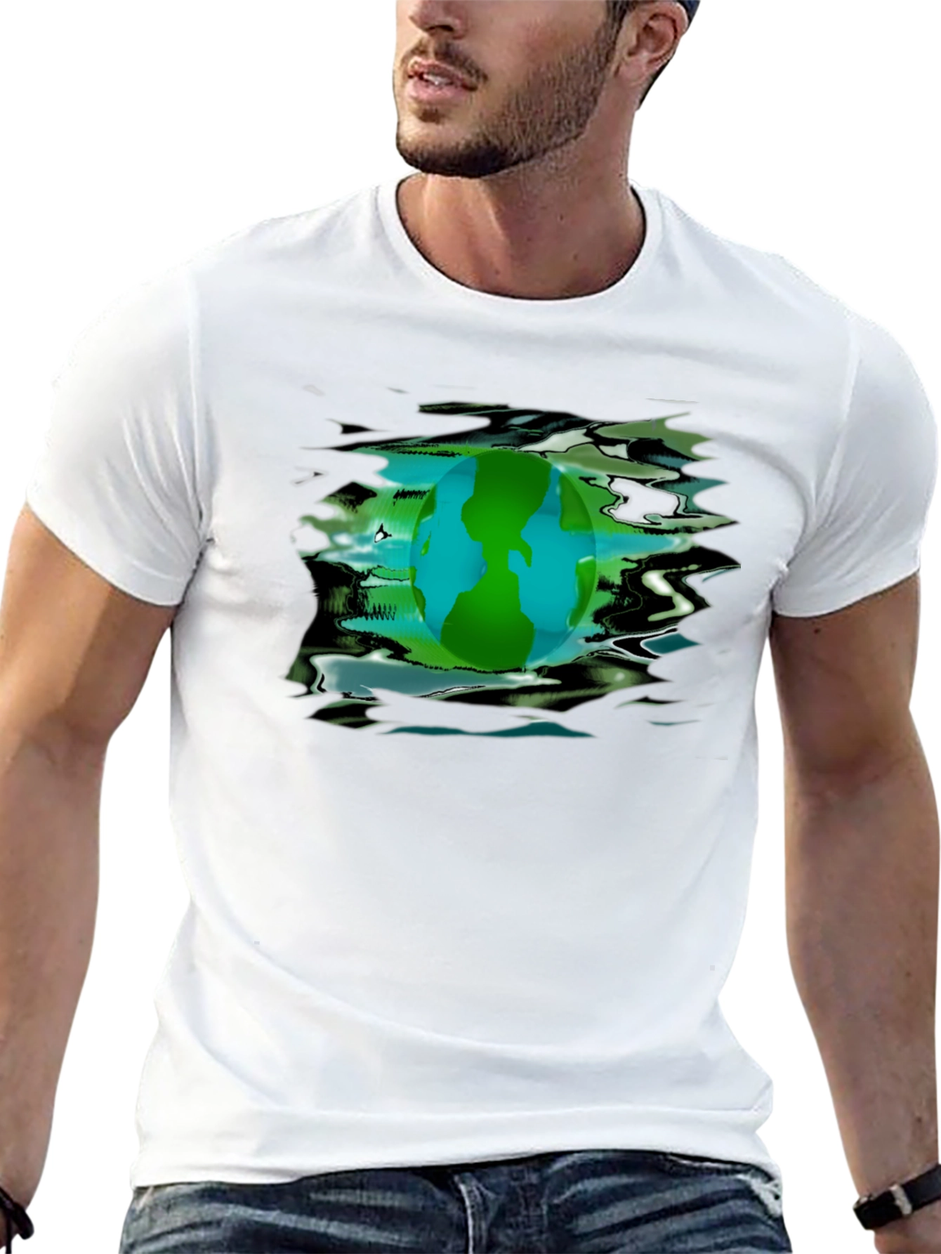 Earth Day Graphic Tee - Black Crew Neck T-Shirt