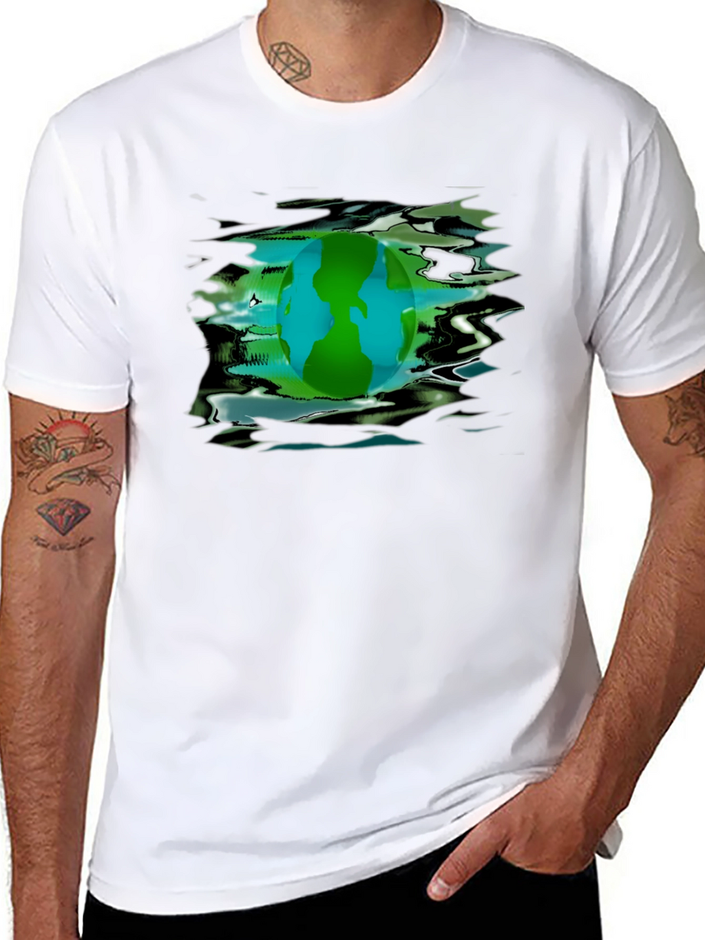 Earth Day Graphic Tee - Black Crew Neck T-Shirt