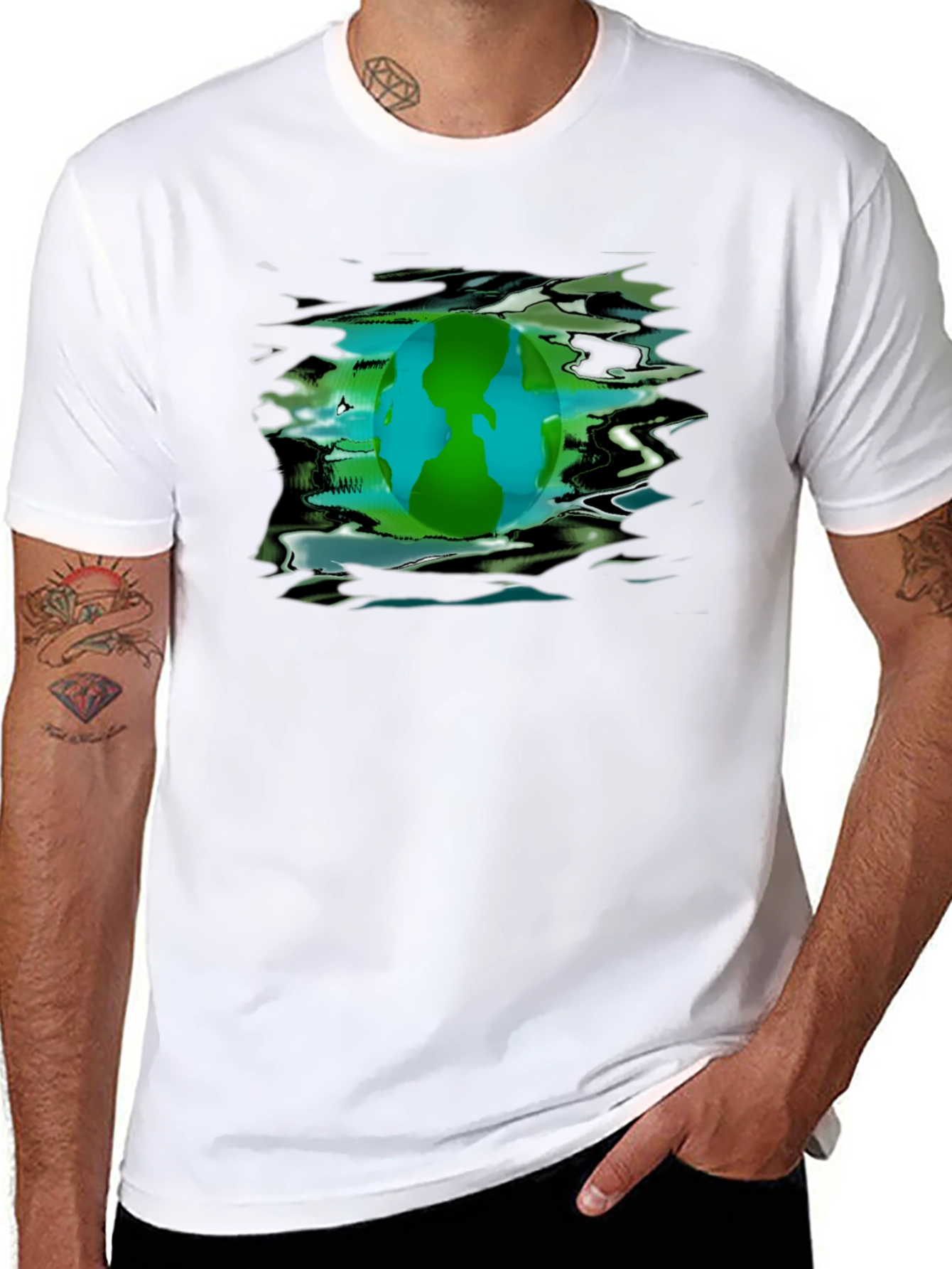 Earth Day Graphic Tee - Black Crew Neck T-Shirt