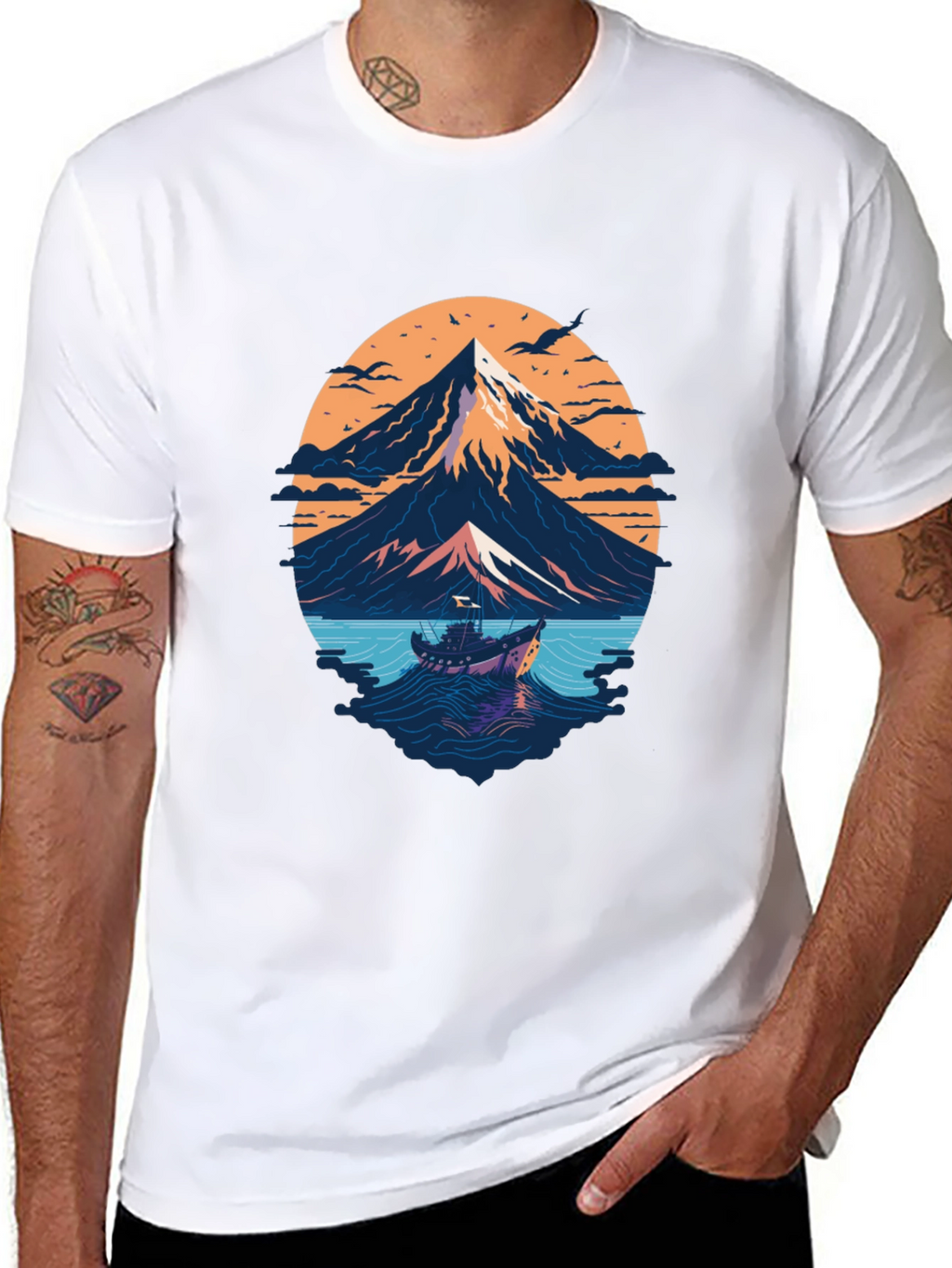 Mountain & Sea Graphic T-Shirt - Black