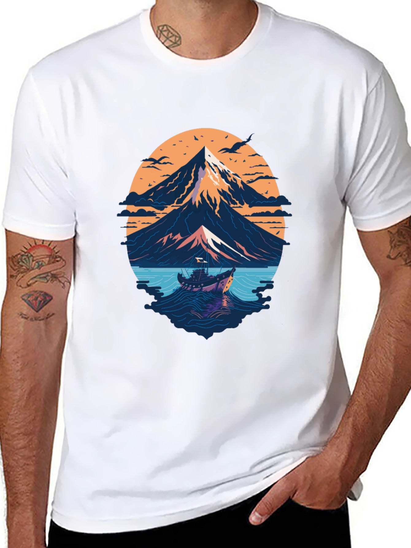 Mountain & Sea Graphic T-Shirt - Black
