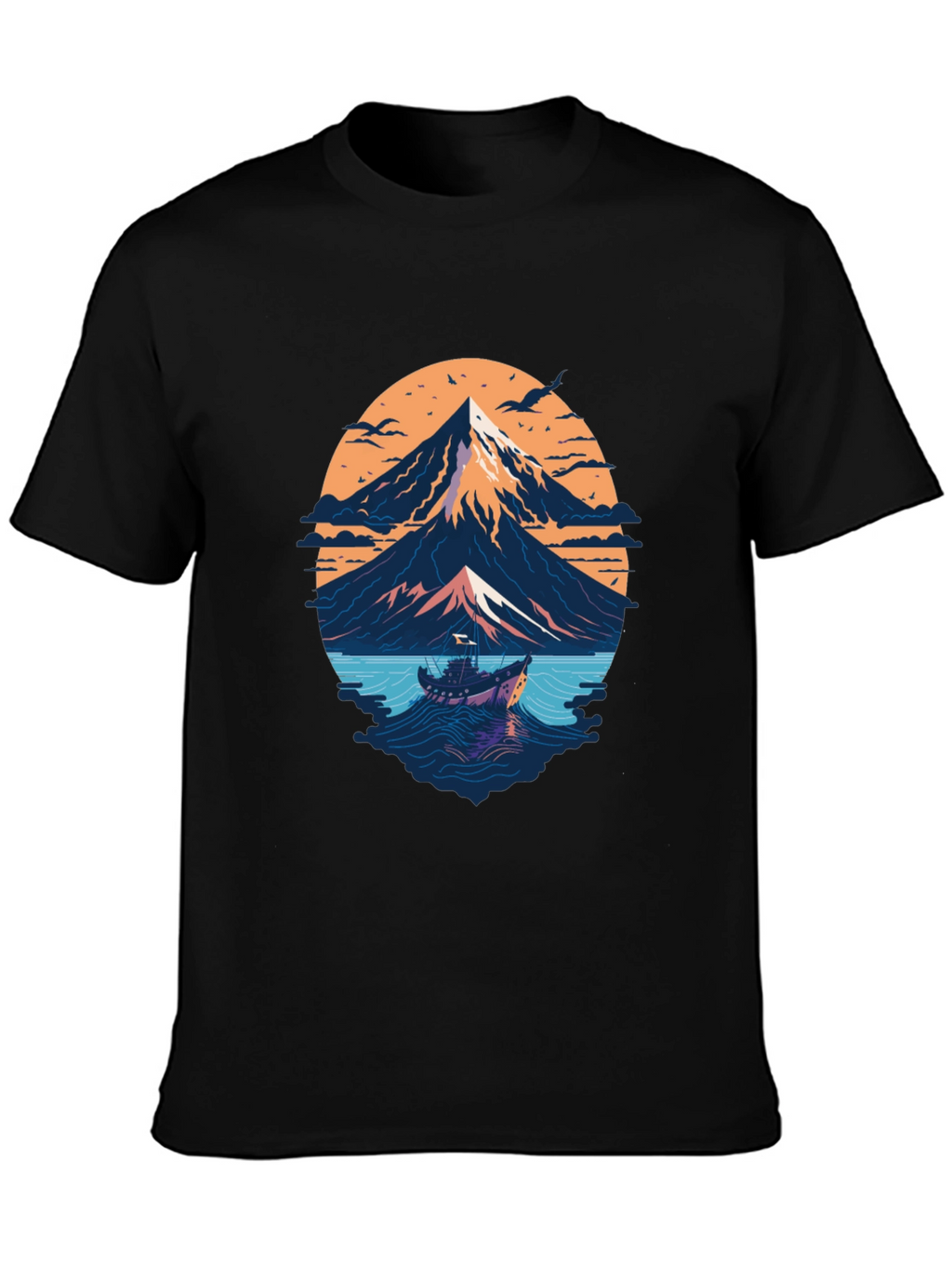 Mountain & Sea Graphic T-Shirt - Black