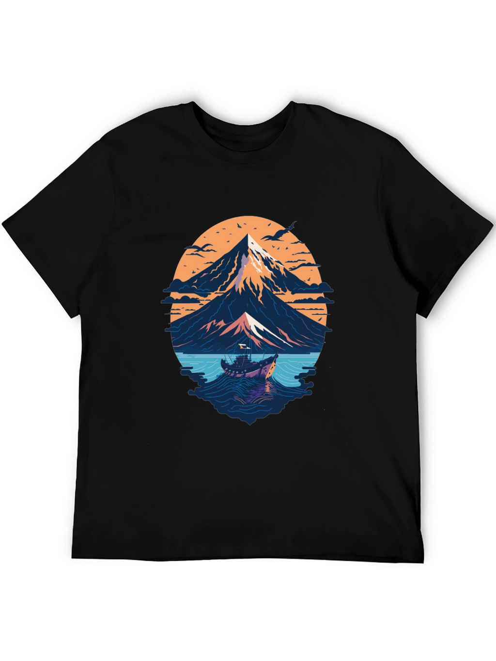 Mountain & Sea Graphic T-Shirt - Black