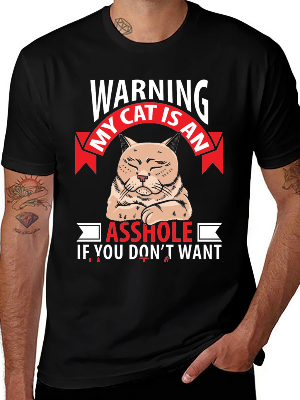 Warning My Cat Is An Asshole Graphic T-Shirt