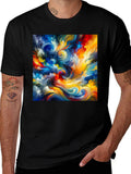 Abstract Swirl Art Black T-Shirt