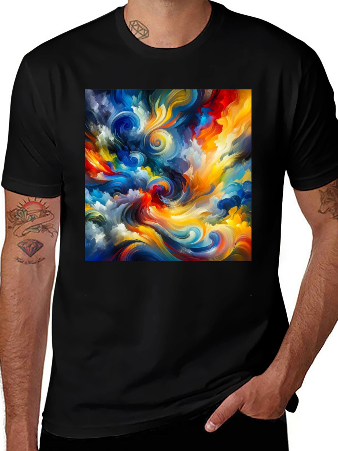 Abstract Swirl Art Black T-Shirt