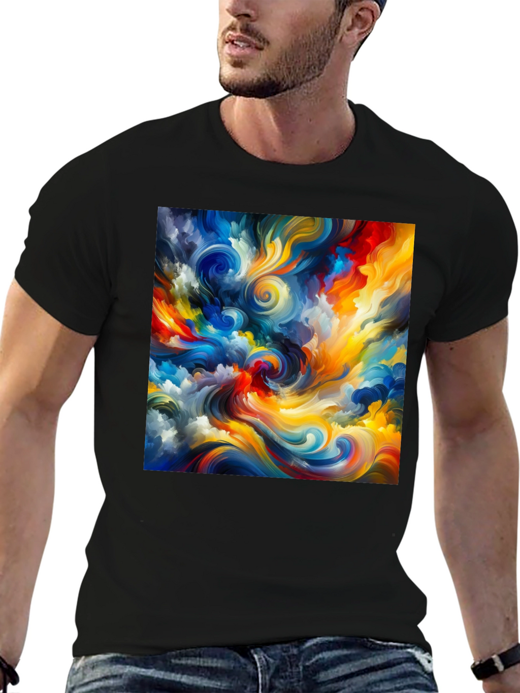Abstract Swirl Art Black T-Shirt