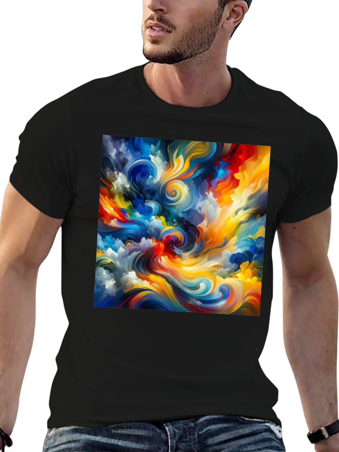 Abstract Swirl Art Black T-Shirt