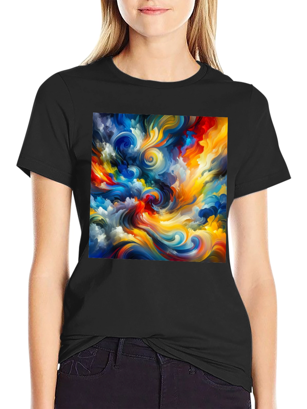 Abstract Swirl Art Black T-Shirt