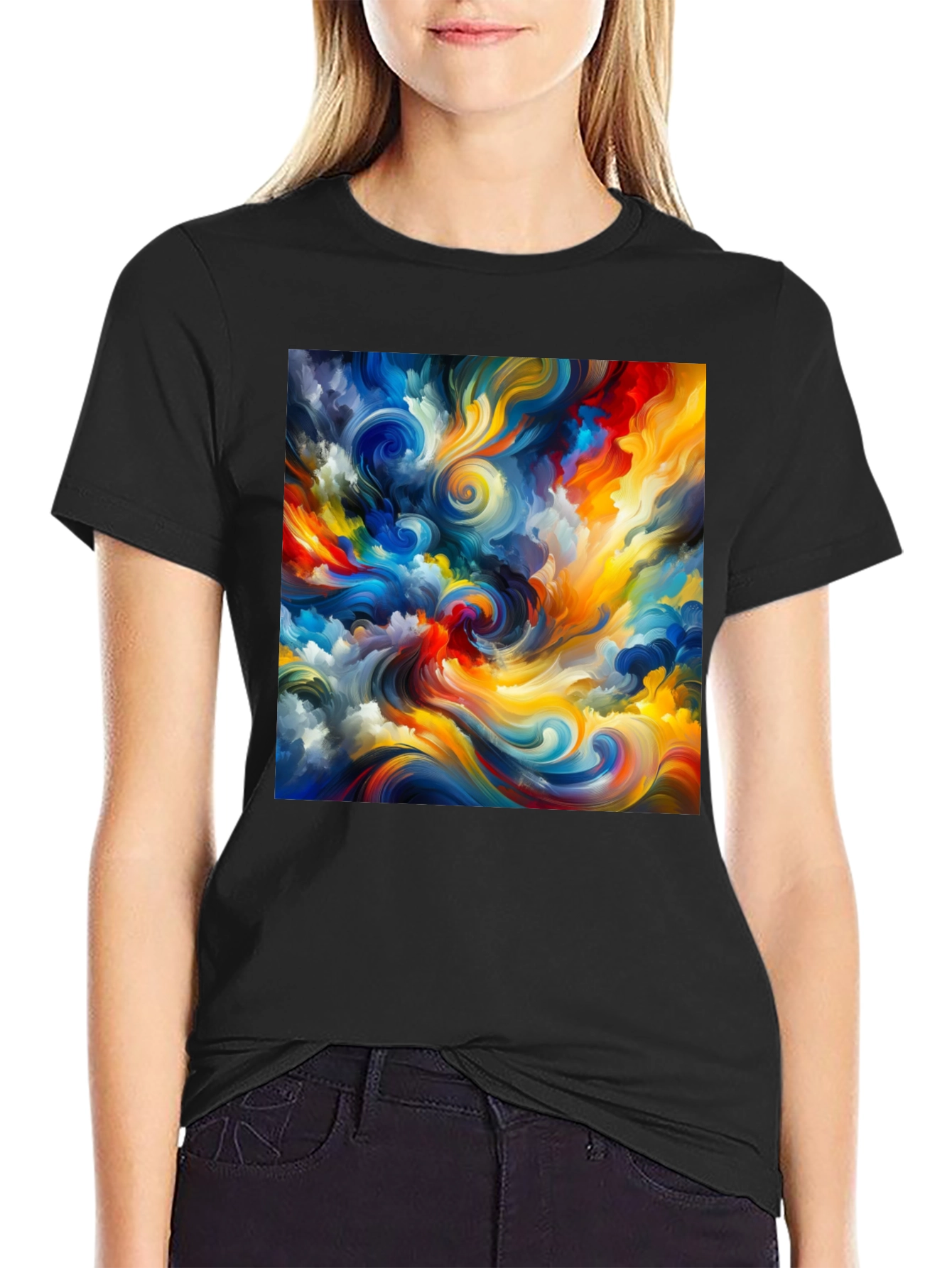 Abstract Swirl Art Black T-Shirt
