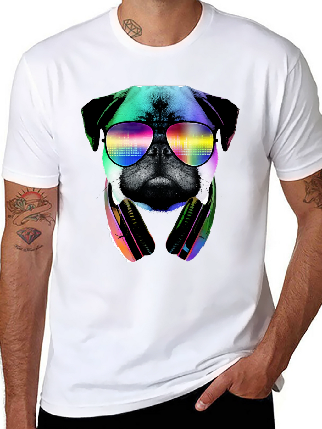 Pug DJ Graphic Tee - Cool Dog Shirt