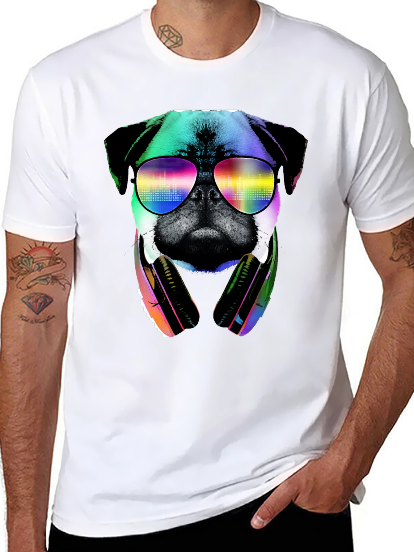 Pug DJ Graphic Tee - Cool Dog Shirt