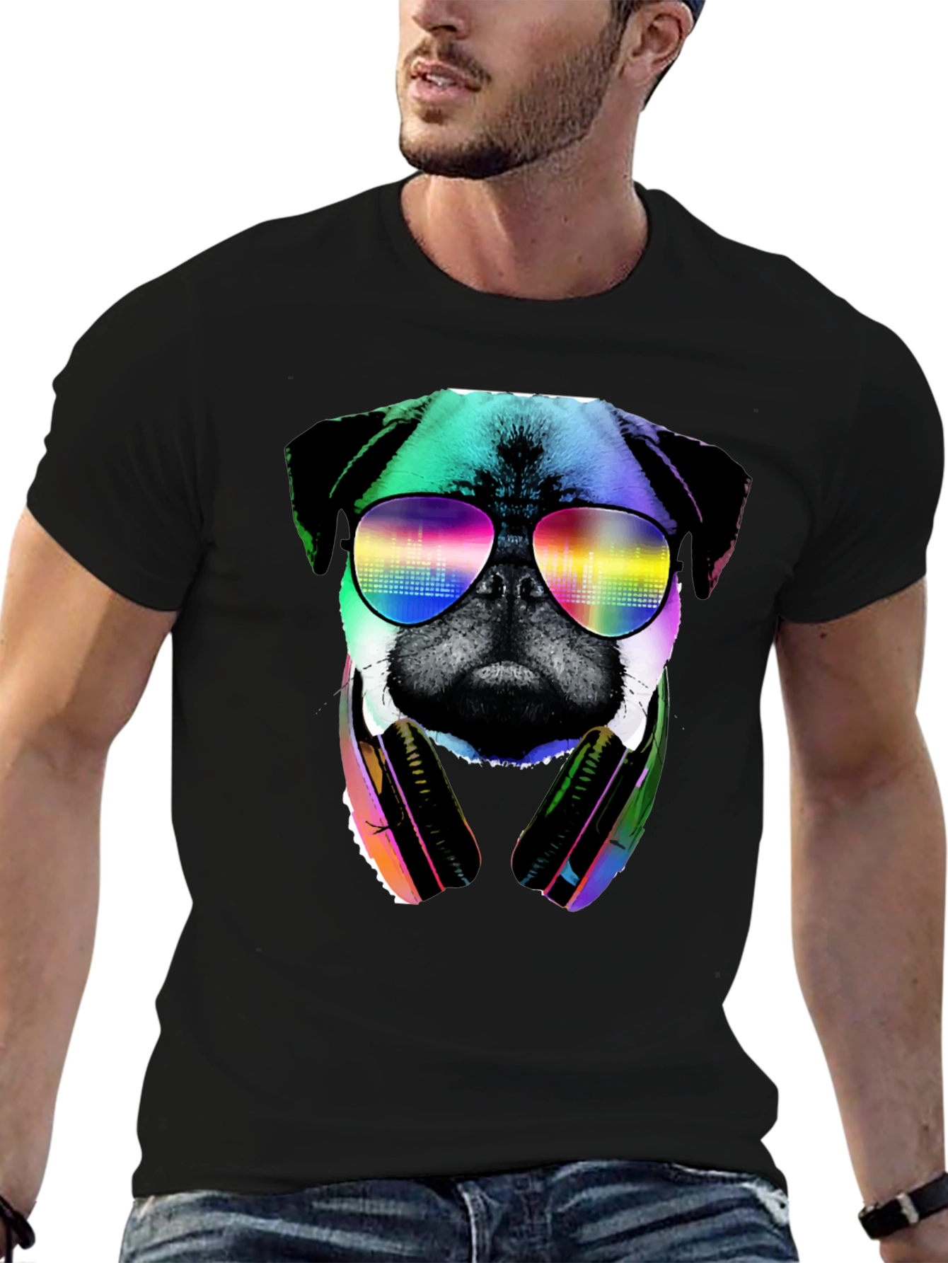Pug DJ Graphic Tee - Cool Dog Shirt