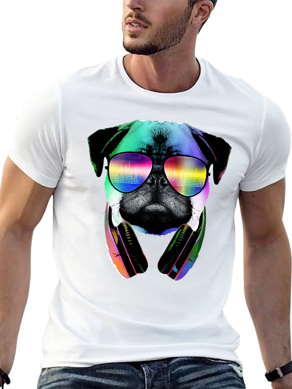 Pug DJ Graphic Tee - Cool Dog Shirt