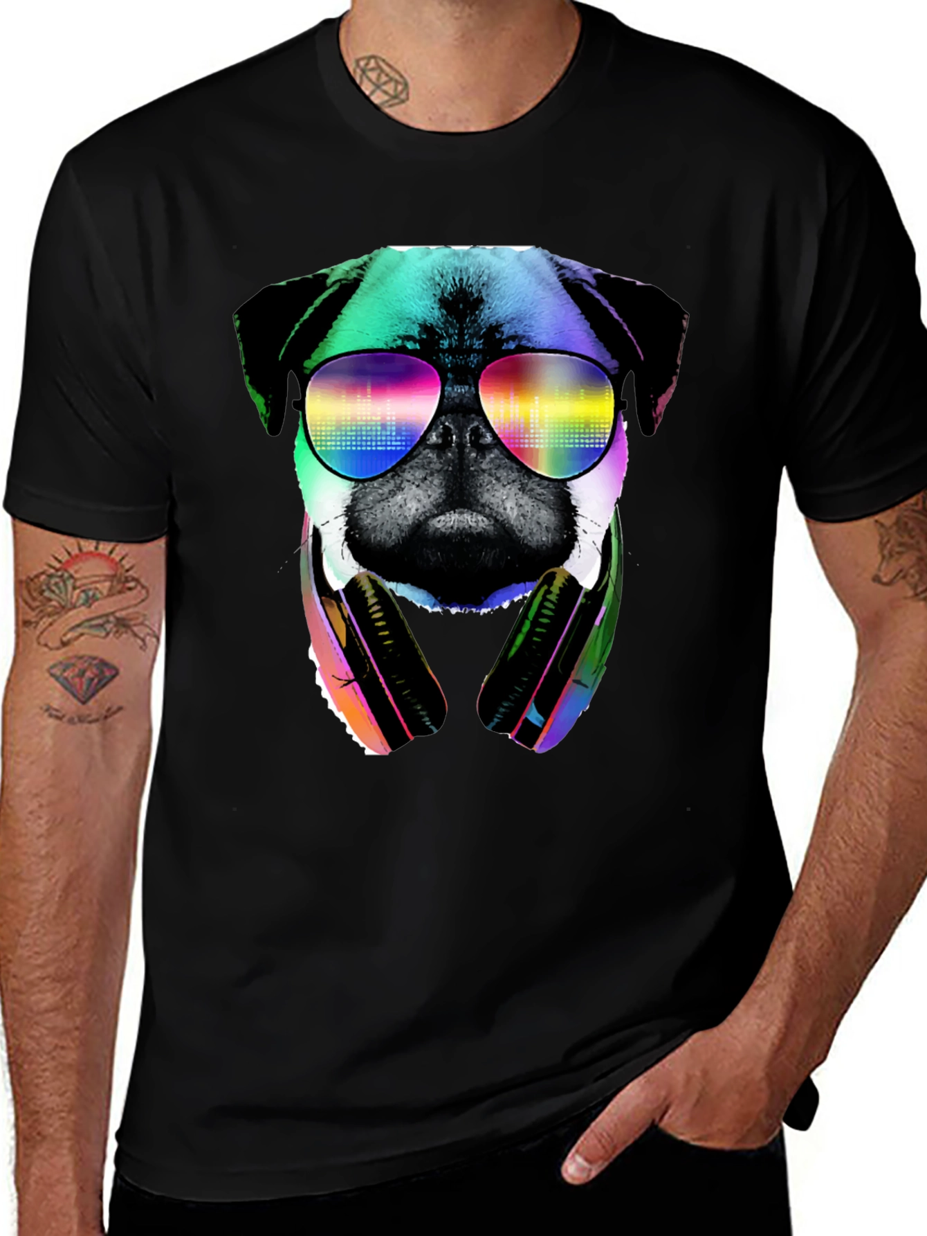 Pug DJ Graphic Tee - Cool Dog Shirt
