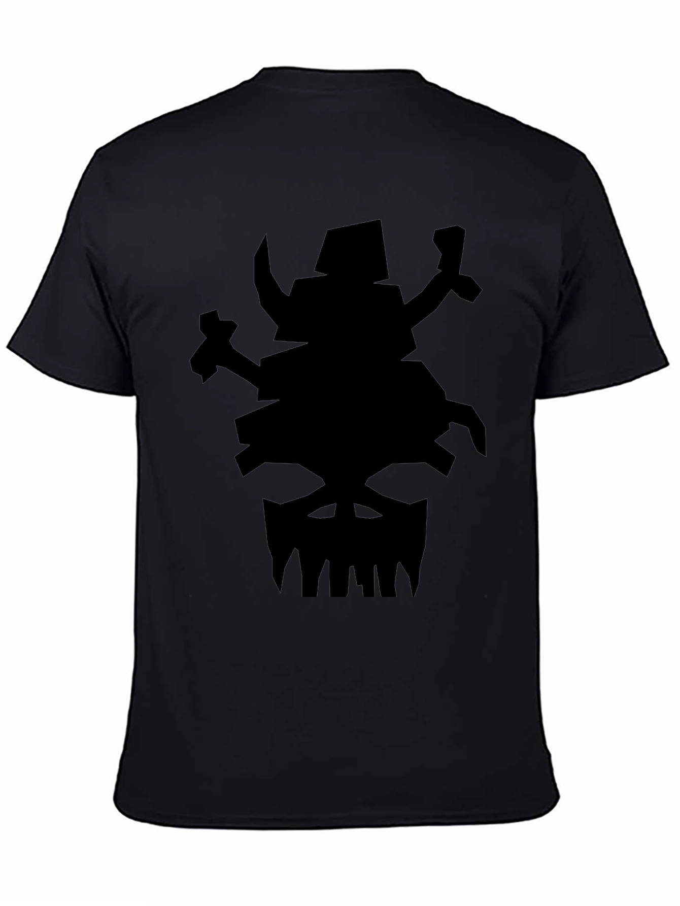 Mens Black Graphic Tee - Orc Skull Design
