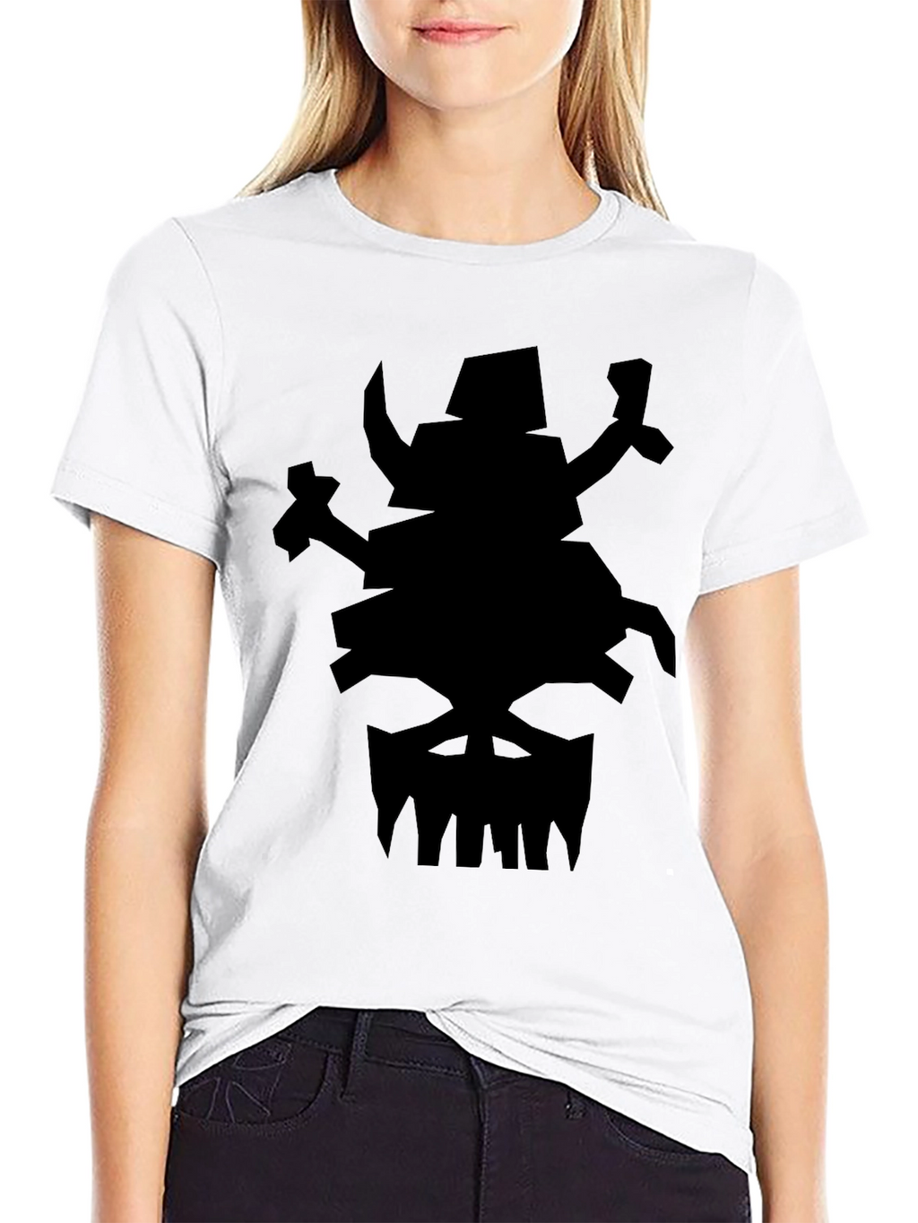 Mens Black Graphic Tee - Orc Skull Design