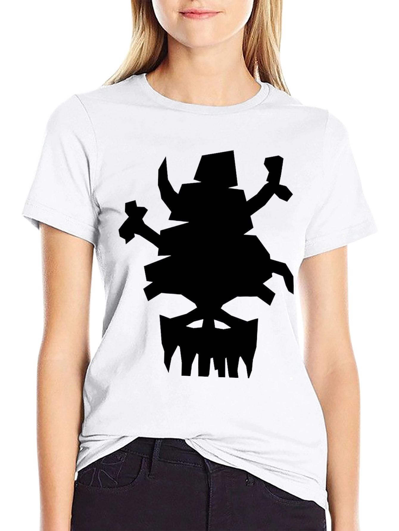 Mens Black Graphic Tee - Orc Skull Design