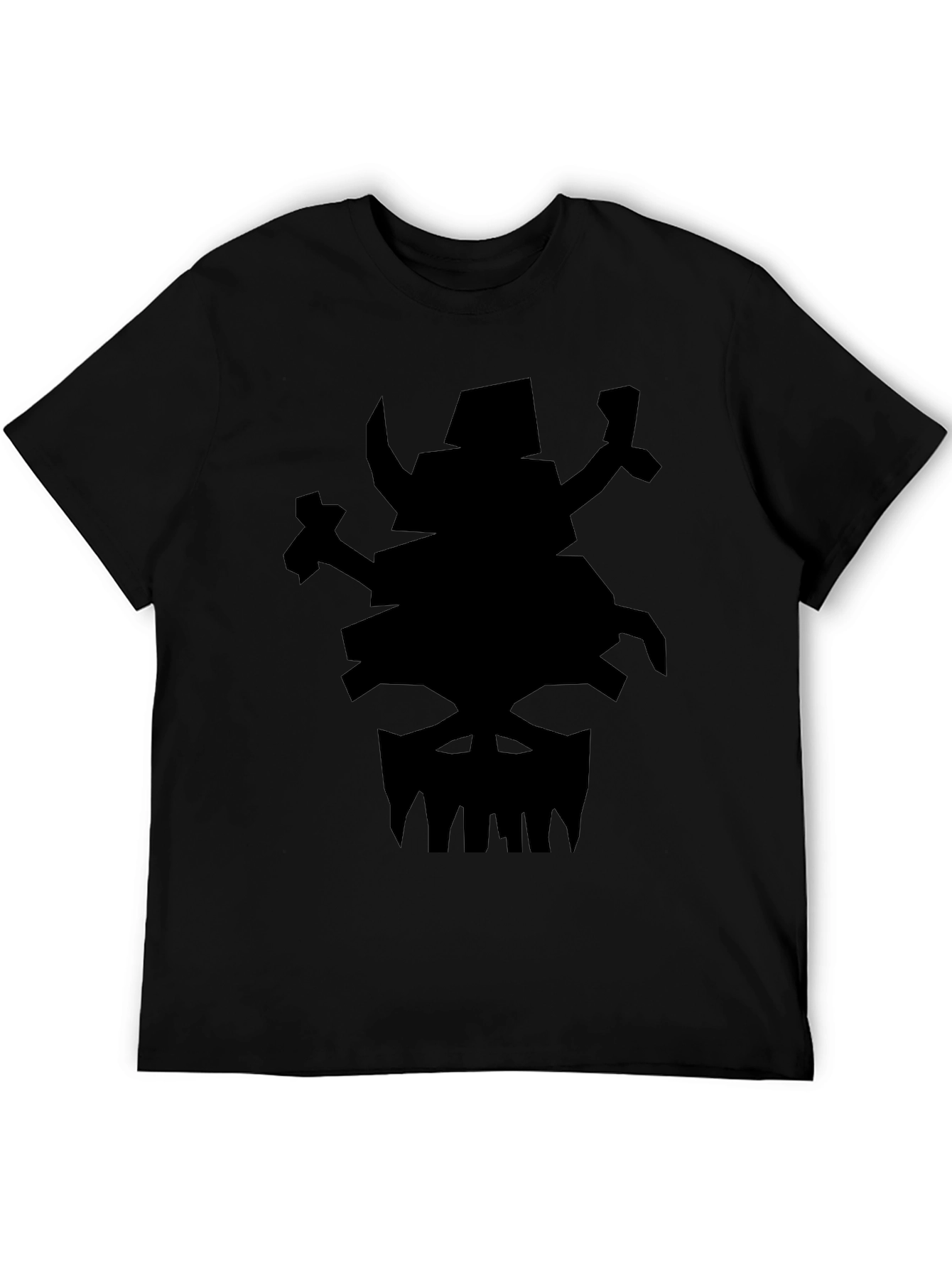 Mens Black Graphic Tee - Orc Skull Design