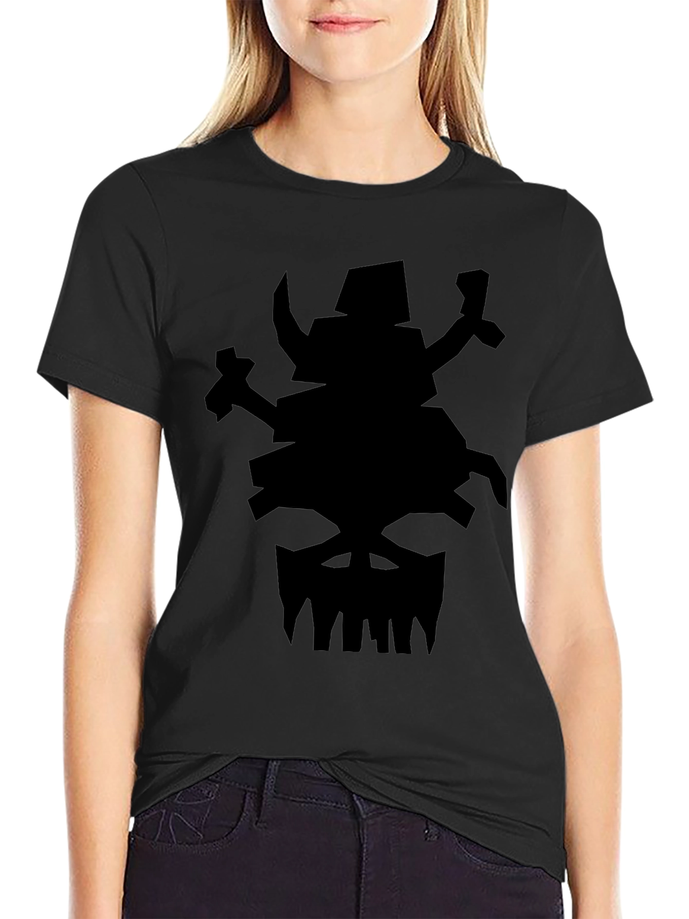 Mens Black Graphic Tee - Orc Skull Design