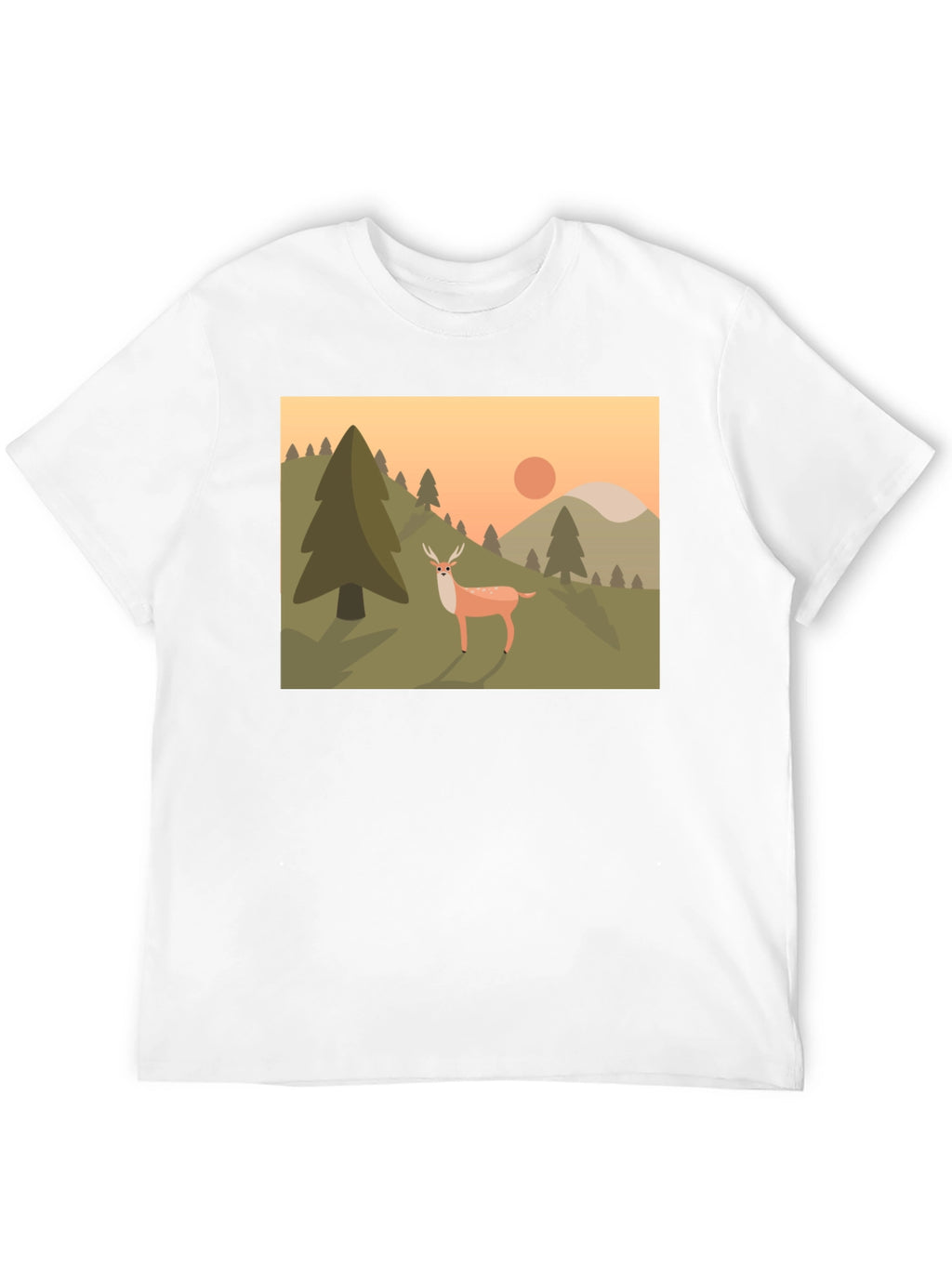 Nature Deer Graphic Black T-Shirt