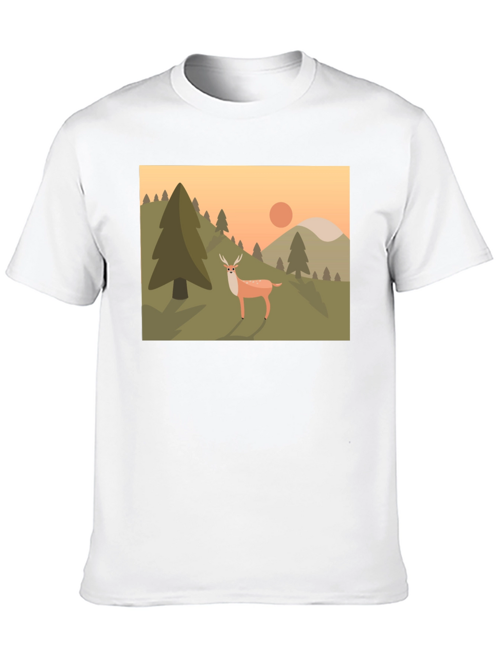Nature Deer Graphic Black T-Shirt