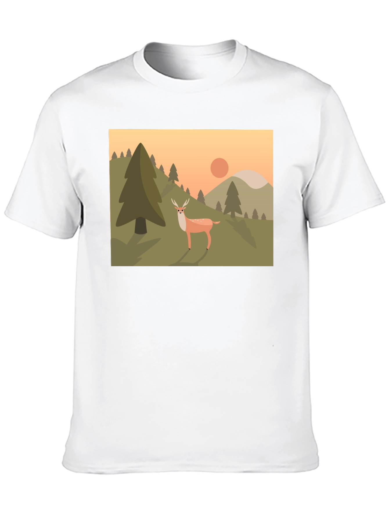 Nature Deer Graphic Black T-Shirt