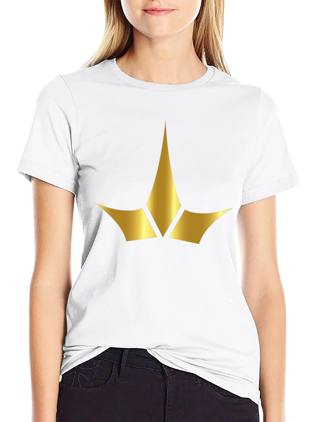 Black Tee with Gold Crown Emblem