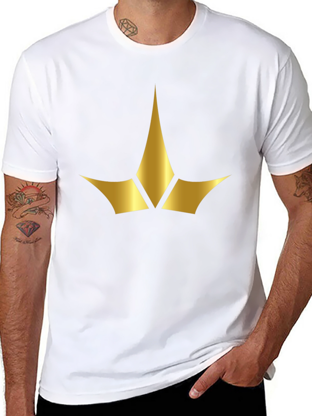 Black Tee with Gold Crown Emblem