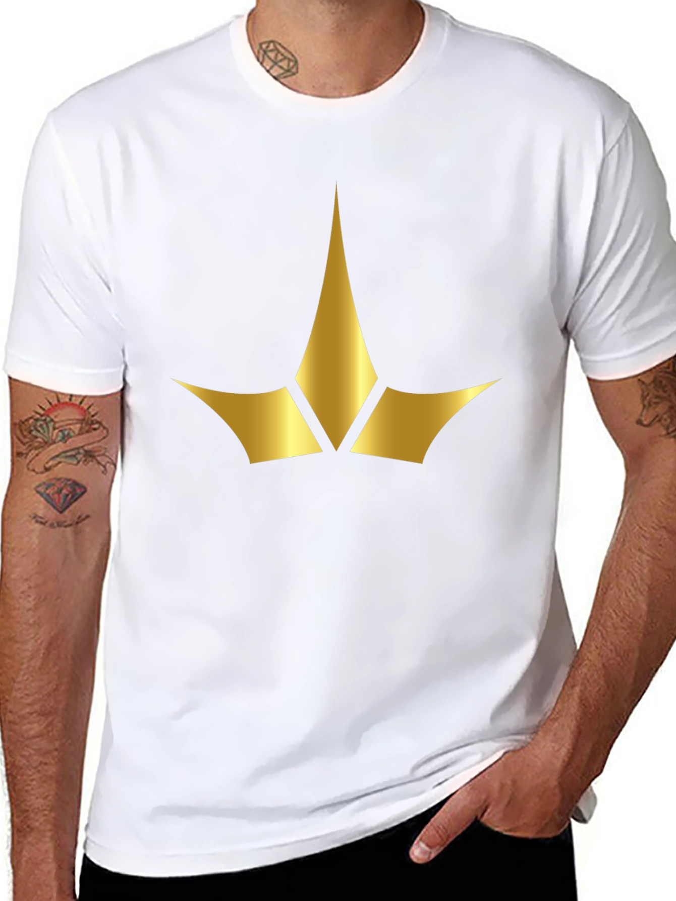 Black Tee with Gold Crown Emblem