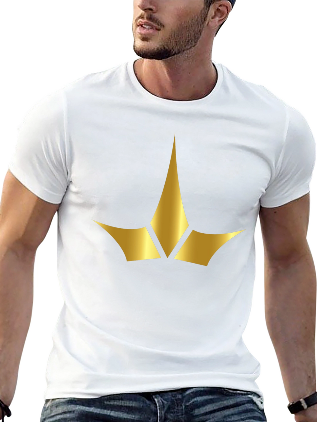 Black Tee with Gold Crown Emblem
