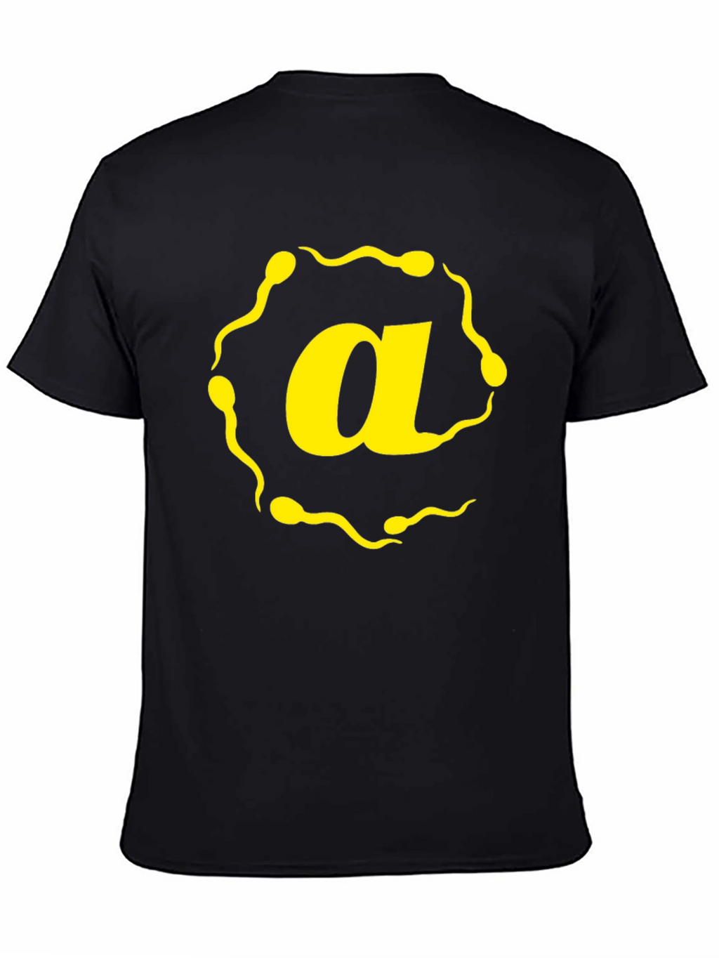 Sperm Letter A Graphic T-Shirt - Black Cotton Tee