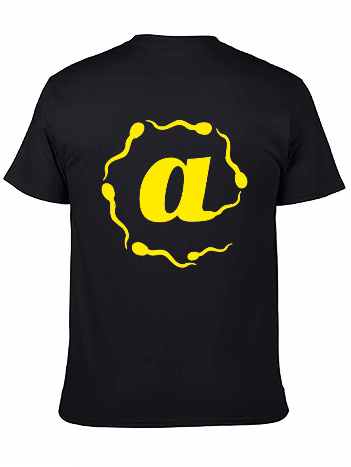 Sperm Letter A Graphic T-Shirt - Black Cotton Tee