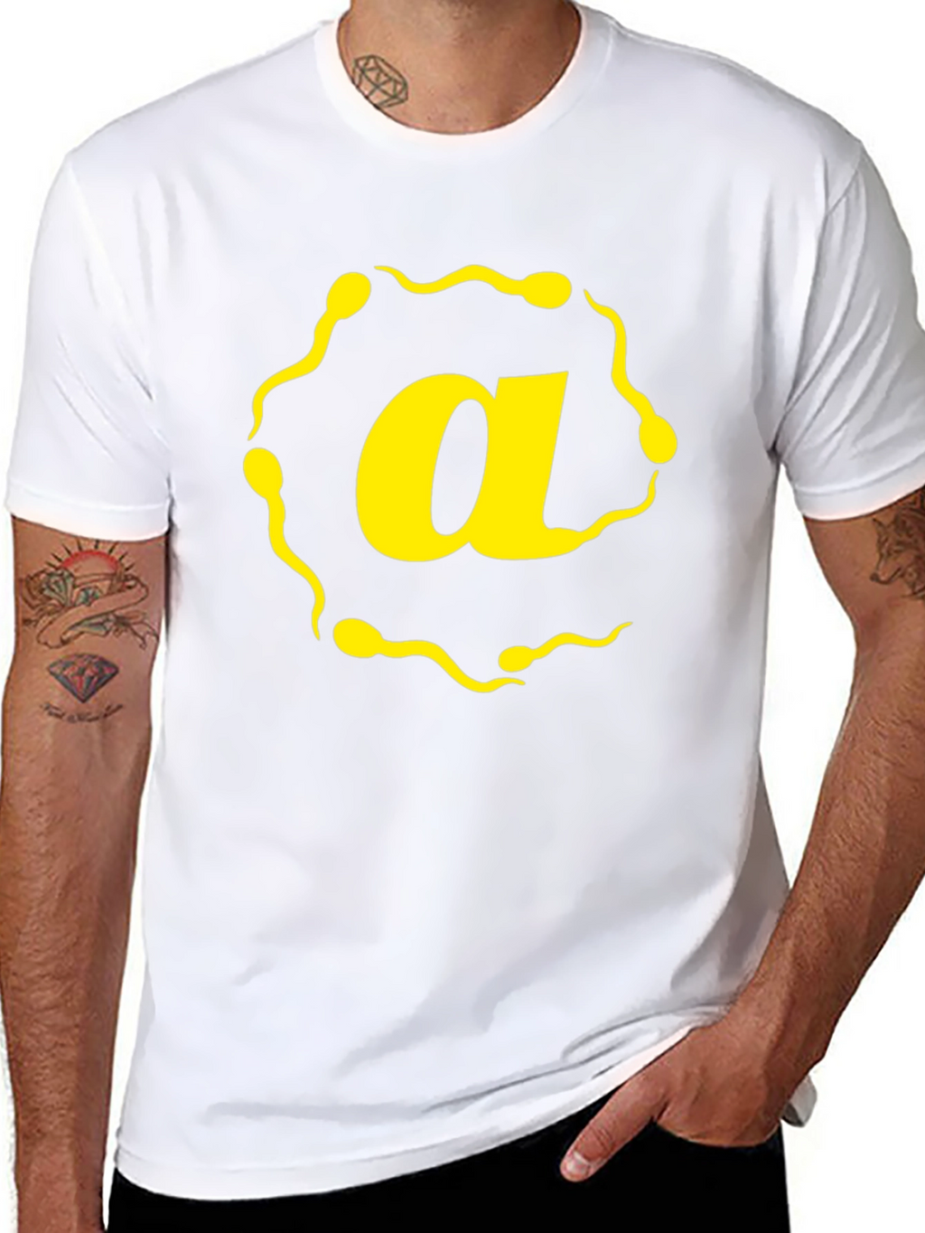 Sperm Letter A Graphic T-Shirt - Black Cotton Tee