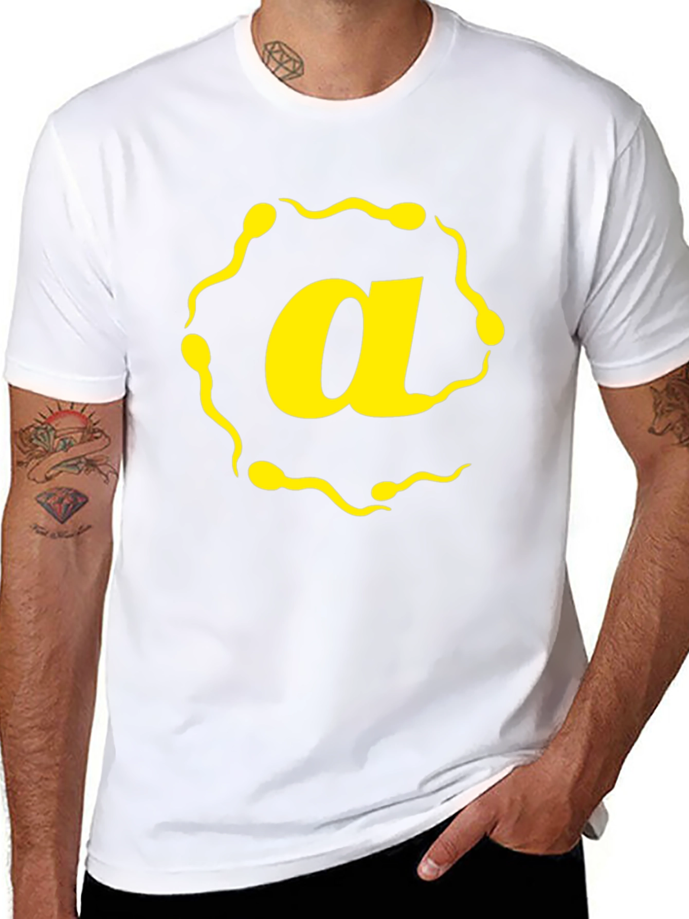 Sperm Letter A Graphic T-Shirt - Black Cotton Tee