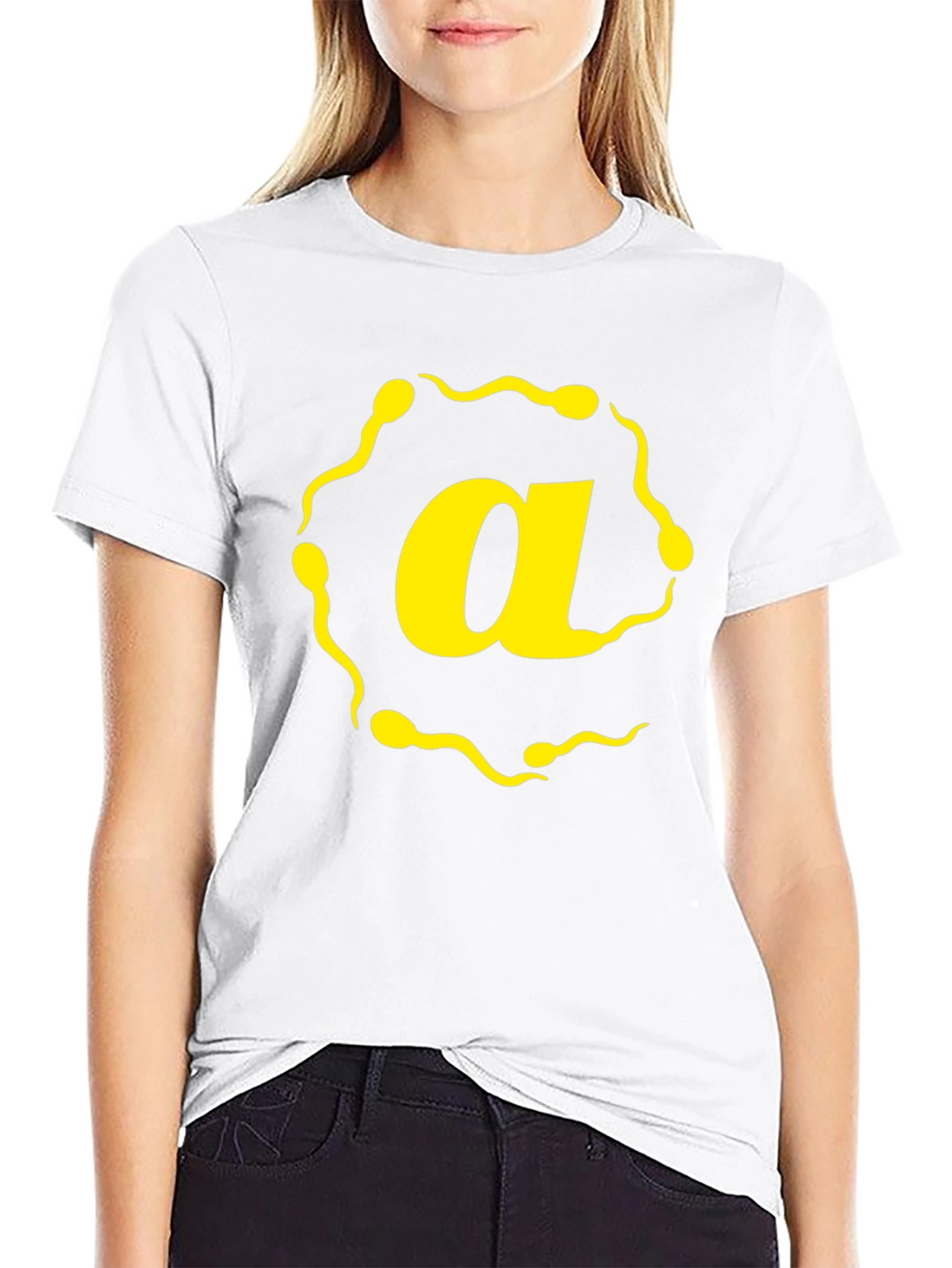 Sperm Letter A Graphic T-Shirt - Black Cotton Tee