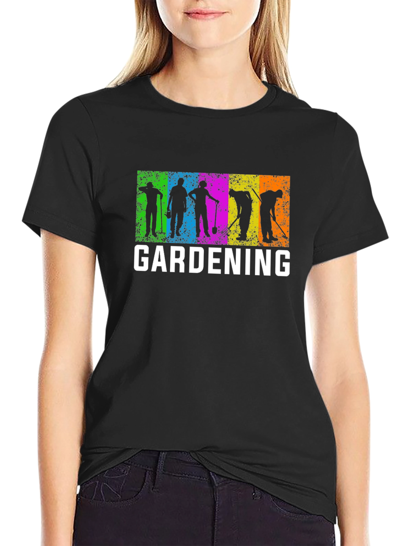 Gardening T-Shirt - Colorful Gardener Silhouettes