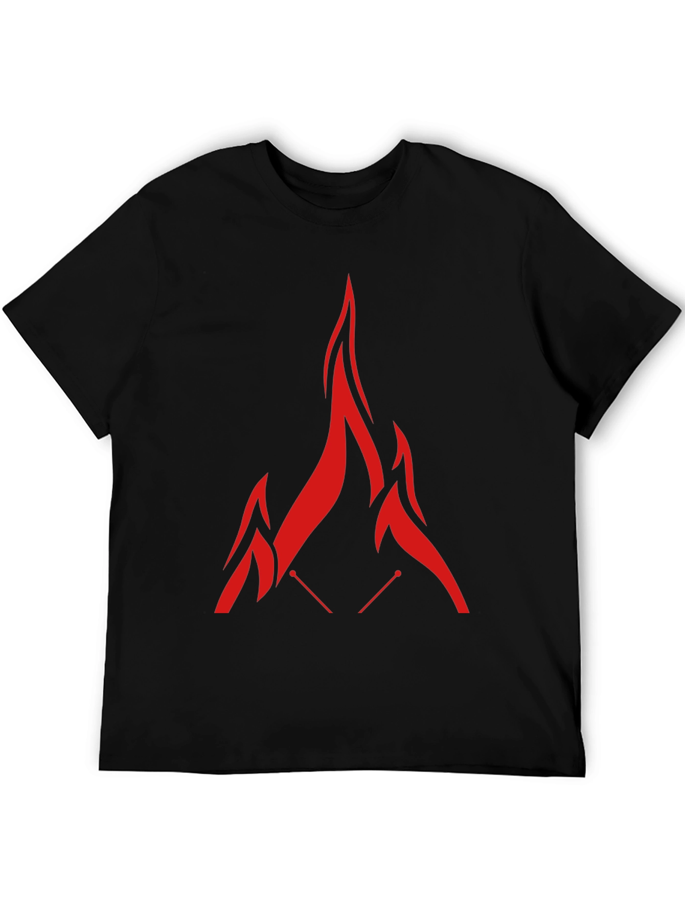 Red Flame Graphic Black T-Shirt