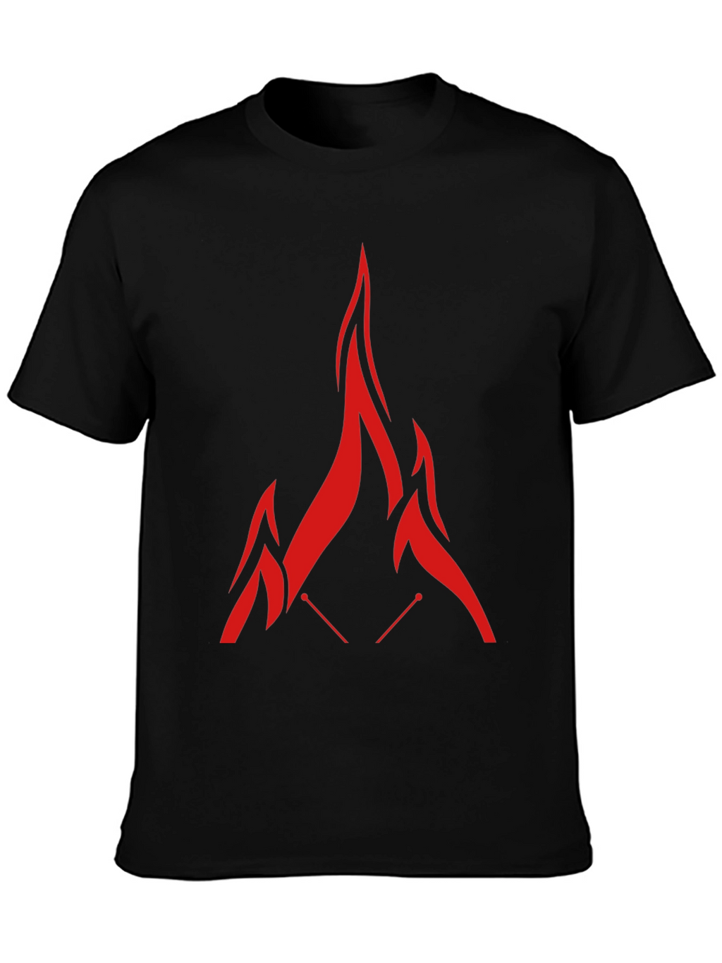 Red Flame Graphic Black T-Shirt