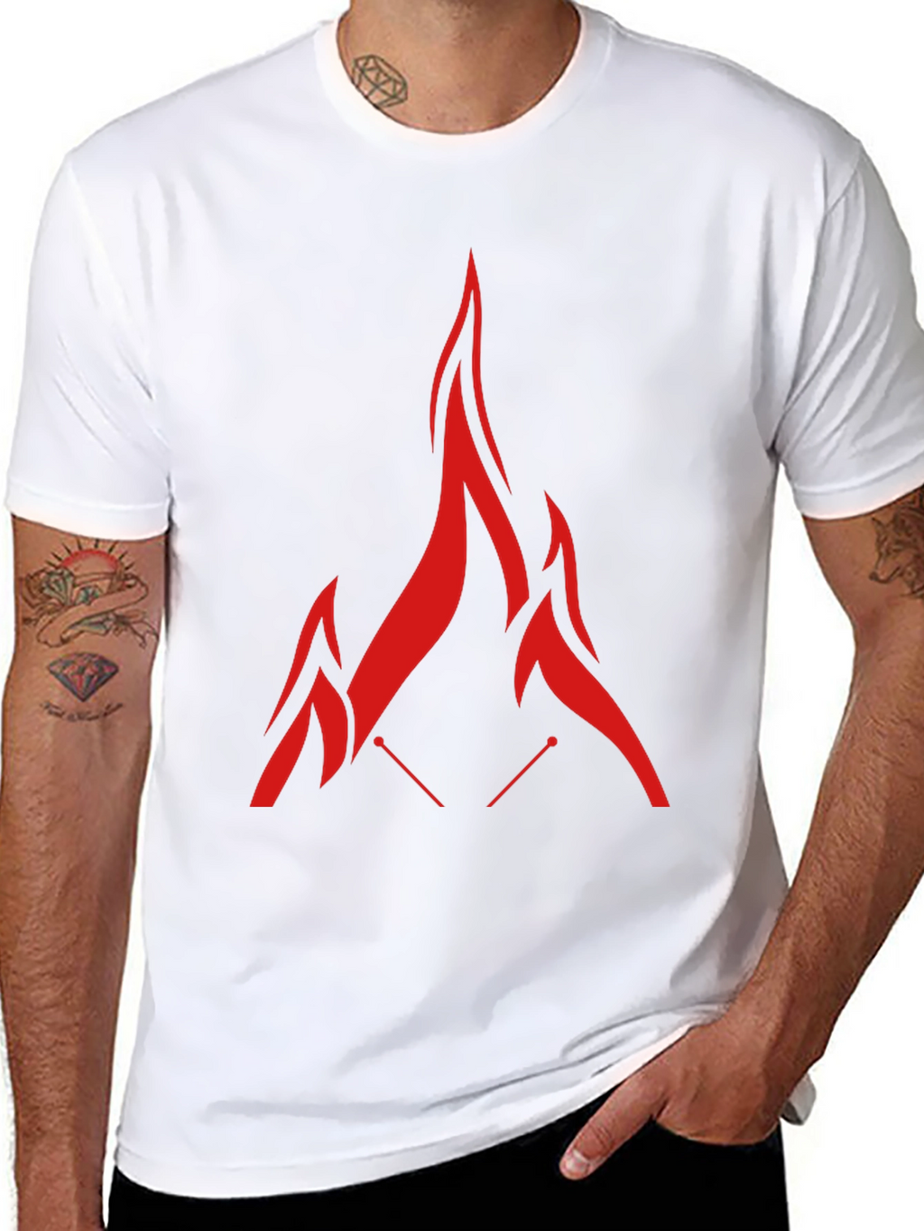 Red Flame Graphic Black T-Shirt