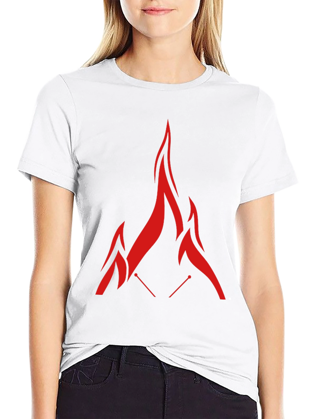 Red Flame Graphic Black T-Shirt