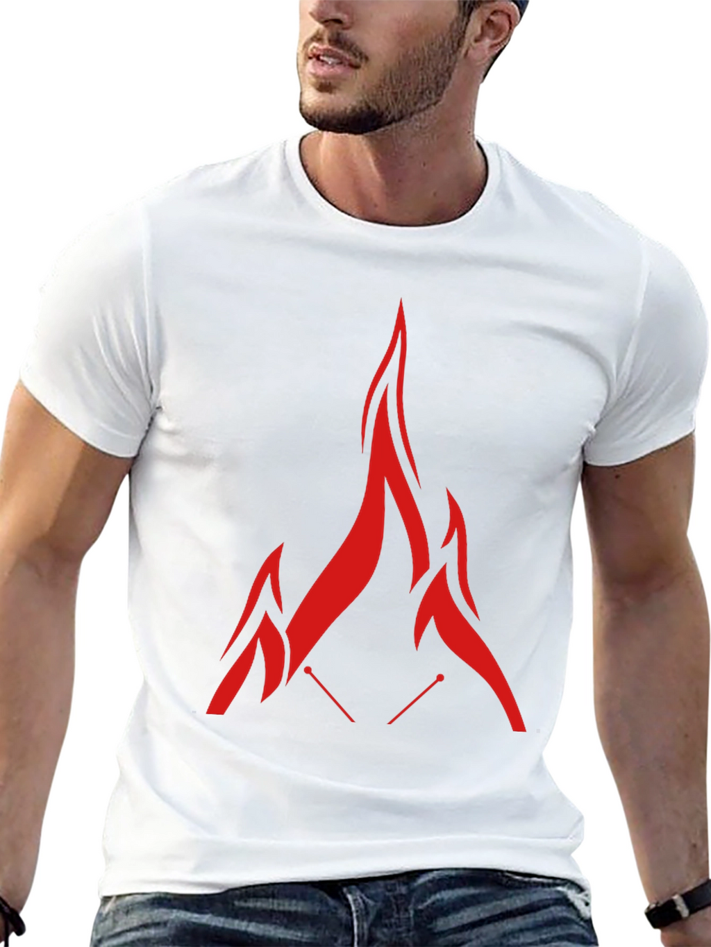 Red Flame Graphic Black T-Shirt