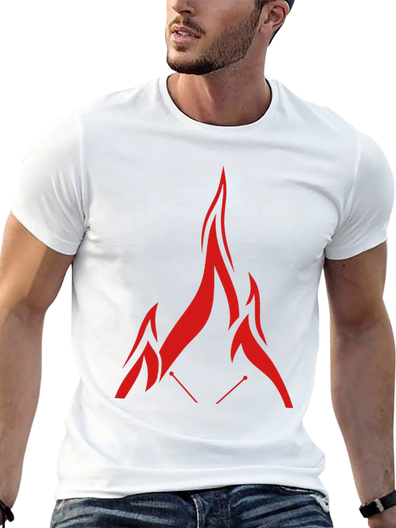 Red Flame Graphic Black T-Shirt